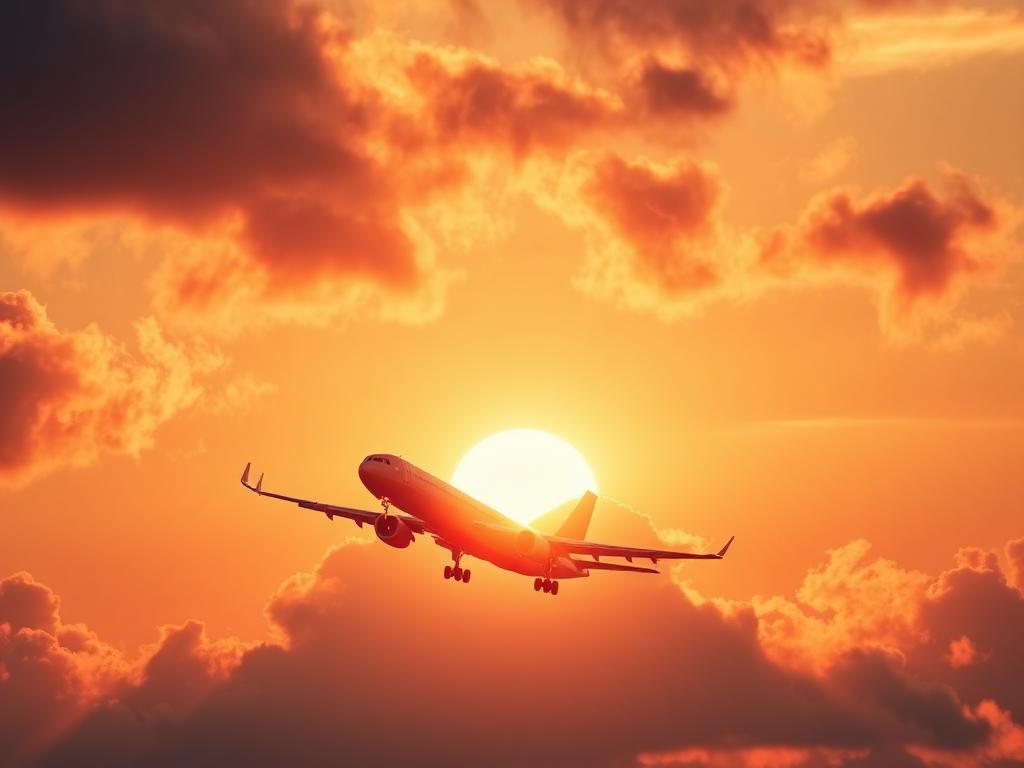 Plane at sunset